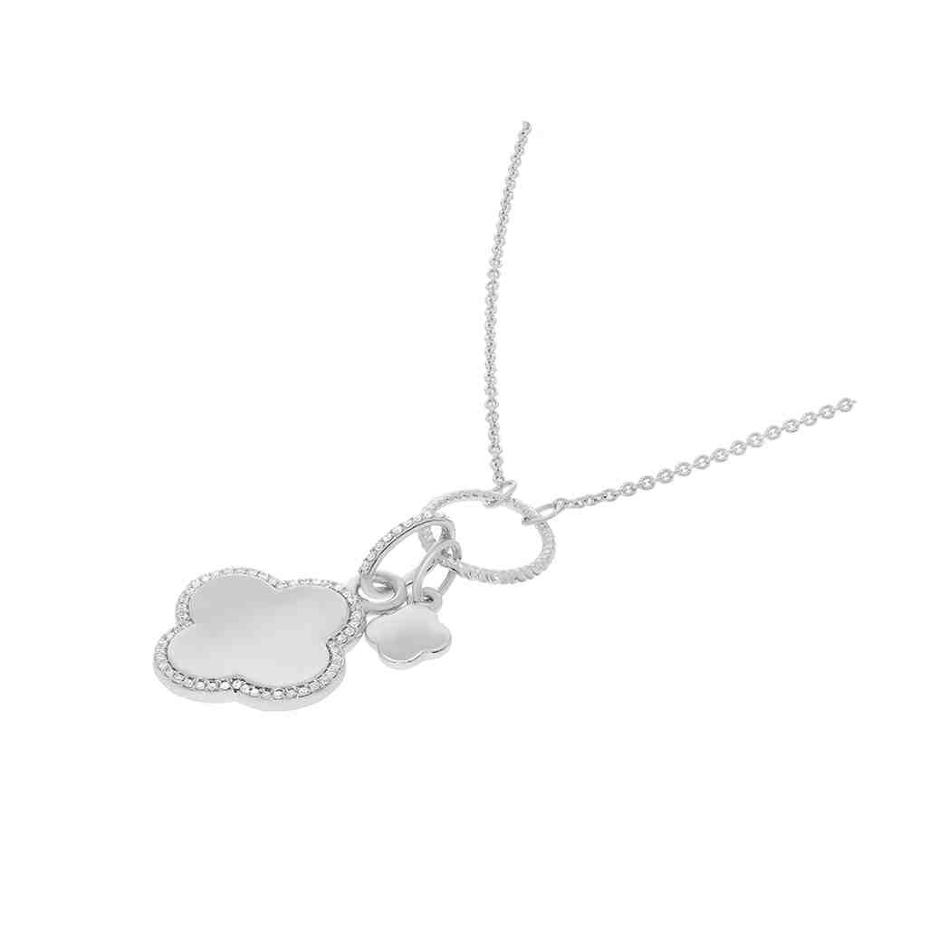 Quatrefoil Silver Charm Necklace PD31304A